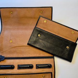 GIGLIODORO Black Genuine Calf Leather Tri-Fold Wallet, made in Italy